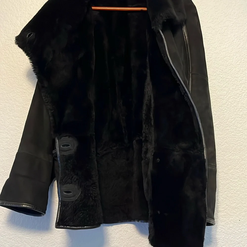 Vintage Christia Hana K Suede Fur Black Coat - Picture 13 of 17